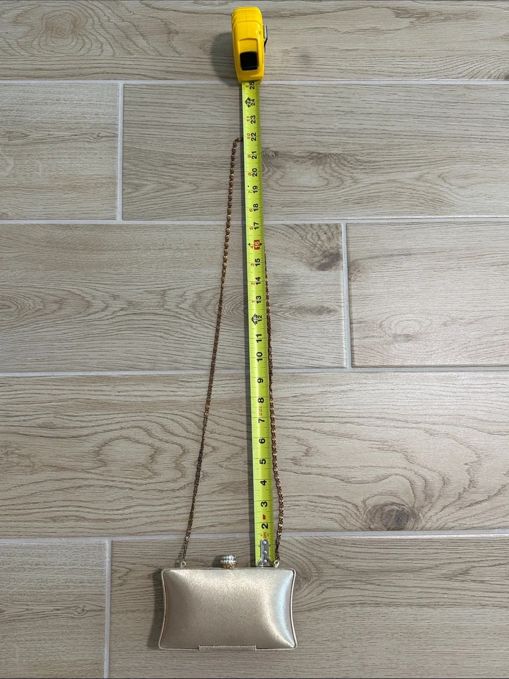 Gold Metallic Evening Clutch with Chain Strap